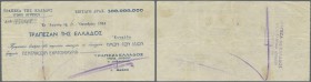 Greece: 500.000.000 Drachmai 1944 P. 148, vertically and horizontally folded, handling in paper, a light staining at lower border, crisp paper, no hol...