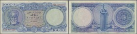 Greece: 10.000 Drachmai ND(1946) P. 175, unfolded, light creases at borders, crisp and colorful, condition: XF+.