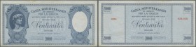 Greece: 20.000 Drachmai ND(1941) P. M9, never folded, only light handling in paper and a small stain trace at upper border, no holes, a tiny 2mm tear ...
