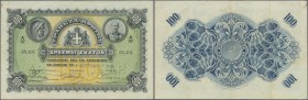 Greece: Trapeza Kritis (Crete) 100 Drachmai 1916, P.S154b, great banknote in excellent condition with a few folds, lightly toned paper and a few spots...