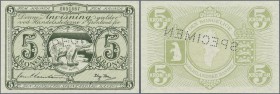 Greenland: 5 Kroner ND(1945) P. 15as Specimen, light dint at right, otherwise perfect, condition: aUNC.