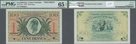 Guadeloupe: 100 Francs 1944 Specimen P. 29s, PMG graded 65 GEM UNC EPQ.