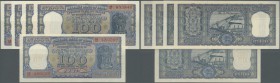 India: set with 5 Banknotes 100 Rupees, four of them with signature: Bhattacharya (1962-1967) P.62a and one with signature: L. K. Jha (1967-1970) P.62...
