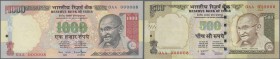India: 10, 20, 50, 100, 500, 1000 Rupees, all first prefix 0AA 000008, P.95-100 in UNC (6 pcs.)