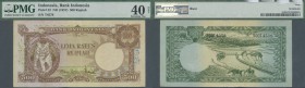 Indonesia: 500 Rupiah ND(1957) P. 52, replacement, serial T4578, condition: PMG graded 40 XF NET.