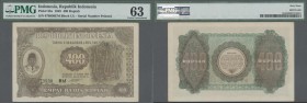 Indonesia: Republic Indonesia 400 Rupiah 1948, P.35a, exceptional denomination in great original shape, lightly toned paper with a few minor spots, PM...