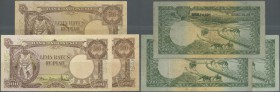 Indonesia: set of 3 ”Tiger Notes” 500 Rupiah 1957 P. 52, all used with folds, slight stains and one with small holes, all not repaired, original as ta...
