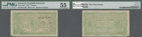 Indonesia: Sub-Province of South Sumatra 1 Rupiah 1948, P.S201, tiny missing parts at lower left corner and upper left border and lightly stained pape...