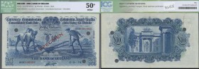 Ireland: Bank of Ireland 10 Pounds 1929 ”Ploughman” Specimen P. 10s, rare note, condition: ICG graded 50* EF/AU.