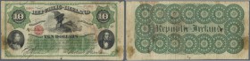 Ireland: ”Republic of Ireland” 10 Dollars 186x P. NL, stronger used with strong folds and staining in paper but surprisingly no holes and no tears in ...