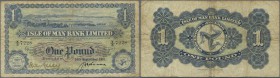 Isle of Man: 1 Pound September 24th 1951, P.6b, yellowed paper with several folds and tiny border tears. Condition: F-