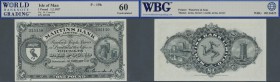 Isle of Man: 1 Pound 1957, P.19b in perfect condition, WBG graded 60 Uncirculated