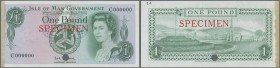 Isle of Man: 1 Pound ND(1972-76) color trial P. 29act in the colors of the later issued P. 38 and printed on normal banknote paper (not on Tyvek). Tra...