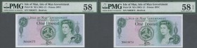Isle of Man: 1 Pound ND(1983), P.38 (Bradvek) running pair N 663674, 663675 PMG 58 Choice About UNC EPQ (2pcs)