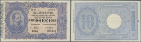 Italy: 10 Lire L.1888 P. 20h, verly light horizontal fold, and a tiny corner fold at upper right, otherwise crisp with bright colors, condition: XF+.