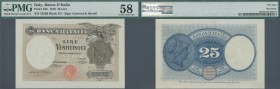 Italy: 25 Lire 1919, P.42b, almost perfect condition with small annotations at upper margin, PMG graded 58 Choice About Unc