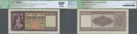 Italy: 500 Lire 1948 replacement with series ”W”, P.80ar, almost perfect condition with a few minor spots, ICG graded 60 AU/UNC