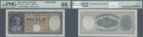 Italy: 1000 Lire ND(1947-50) Specimen P. 81s, PMG graded 66 Gem UNC EPQ.
