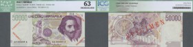 Italy: 50.000 Lire D.1992 SPECIMEN, P.116s in almost perfect condition, ICG graded 63 Uncirculated