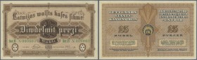 Latvia: Highly rare 25 Rubli 1919 P. 5d series B with low serial number #000003 in green color, sign. Purins, so this is the nr. 3 of 250000 notes pri...