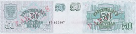 Latvia: 50 Rublu 1992 SPECIMEN P. 40s, series ”SS”, serial 000007, sign. Repse, ovpt. Paraugs, official Specimen in condition: UNC.