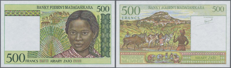Madagascar: 500 Francs ND(1994-95) Specimen Proof P. 75s without watermark, with...