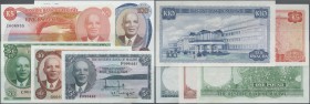 Malawi: Very interesting set of 5 Banknotes comprising 5 Shillings L.1964 P.1A (aUNC), 10 Shillings L.1964 P.2A (UNC), 1 Pound L.1964 P.3 (VF), 5 Kwac...