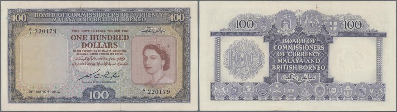 Malaya & British Borneo: 100 Dollars March 21st 1953, P.5, highly rare note with...