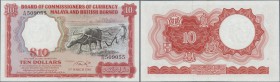 Malaya & British Borneo: 10 Dollars March 1st 1963, P.9a in excellent condition with a few minor creases in the paper, soft diagonal bend and tiny spo...
