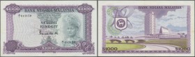 Malaysia: rare note of 1000 Ringgit ND P. 18, very very light hand hard to see center bend, light handling in paper, no strong folds, no holes or tear...