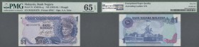 Malaysia: 1 Ringgit ND(1982-84) P. 19 with interesting serial number BH2345678 in condition: PMG graded 65 Gem UNC EPQ.