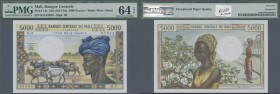 Mali: Banque Central du Mali 5000 Francs ND(1972-84), P.14e in perfect condition, PMG graded 64 Choice Uncirculated EPQ
