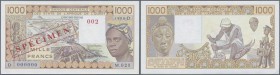 Mali: West African States letter ”D” for Mali 500 Francs ND Specimen P. 406Ds with zero serial numbers and specimen overprint in condition: aUNC.