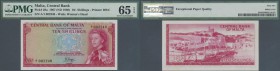 Malta: Pair of 10 Shillings ND(1967-68), P.28a with low Serial A/1 002240 – 002241(2pcs) PMG 64-65 Gem UNC EPQ
