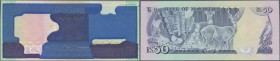 Mauritius: 50 Rupees ND P. 37, with large ink error print on front, condition: UNC.