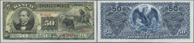 Mexico: Banco de Londres y México 50 Pesos 1913 SPECIMEN, P.S236s, punch hole cancellation and red overprint Specimen at lower center, serial number 0...