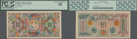 Mongolia: 10 Dollars 1924 remainder, P.5r in almost perfect condition with a few minor spots and soft creases in the paper, PCGS graded 58 Choice Abou...