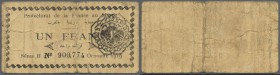 Morocco: Protectorat de la France au Maroc 1 Franc 1919, P.6a, highly rare and seldom offered note in worn condition with stained paper, small border ...