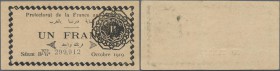 Morocco: Protectorat de la France au Maroc 1 Franc 10-1919, P.6a with a soft vertical fold at center, otherwise perfect. Condition: Xf