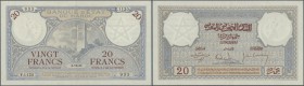 Morocco: 20 Francs 1931 P. 18a in great condition with only a light center fold, light handling in paper, no holes or tears, original crisp and with o...