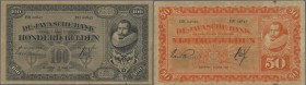 Netherlands Indies: highly rare set of 9 Banknotes containing 4 x 25 Gulden dated April 17th 1929, january 4th 1930, April 3rd 1930 and May 1st 1930, ...