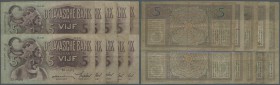 Netherlands Indies: set of 10 notes 5 Gulden 1934-1936 P. 78, all in similar condition, used with folds and stains, original as taken from circulation...