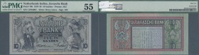Netherlands Indies: 10 Gulden 1937 P. 79b, PMG graded 55 About Uncirculated.