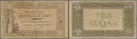 Netherlands: 10 Gulden 1898 P. 2, very rare, used with staining in paper, strong center fold, light thinning of paper at left border, 0,8mm tear at lo...