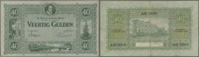 Netherlands: 40 Gulden 1923 P. 37, rare note with 3 vertical and one horizontal fold, the center fold is a bit stronger (visible on back), no holes or...