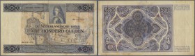 Netherlands: 500 Gulden 1930 P. 52, stronger center and vertical fold, a 6mm tear at top border and at right, still original crispness in paper and br...