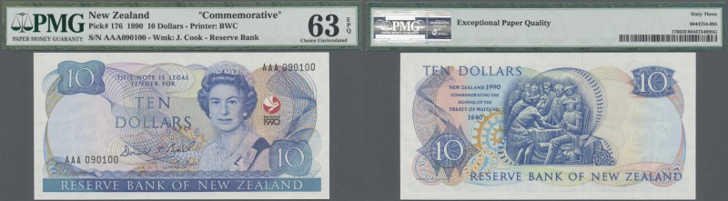 New Zealand: 10 Dollars 1990 P. 176 series AAA in condition: PMG graded 63 Choic...