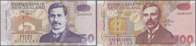 New Zealand: Set with 6 Banknotes 5, 10, 20, 50 and 100 Dollars ND(1992-99) with matching serial numbers AA000329 and 10 Dollars 1990, P.176-181, all ...