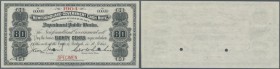 Newfoundland: 80 Cents ND Specimen P. A6s with small red ”Specimen” overprint at lower border, larger top border (from original sheet), zero serial nu...