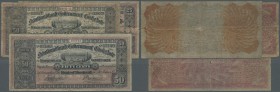 Newfoundland: Newfoundland Government Cash-Note set with 3 Banknotes 50 Cents 1910-11, 1911-12 and 1912-13, P.A10, all in used / well worn condition: ...